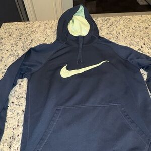 Nike Woman’s Dark Blue Hoodie with Light Green Accents